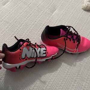 Nike Kids Pink and Black Cleats Size 4Y
